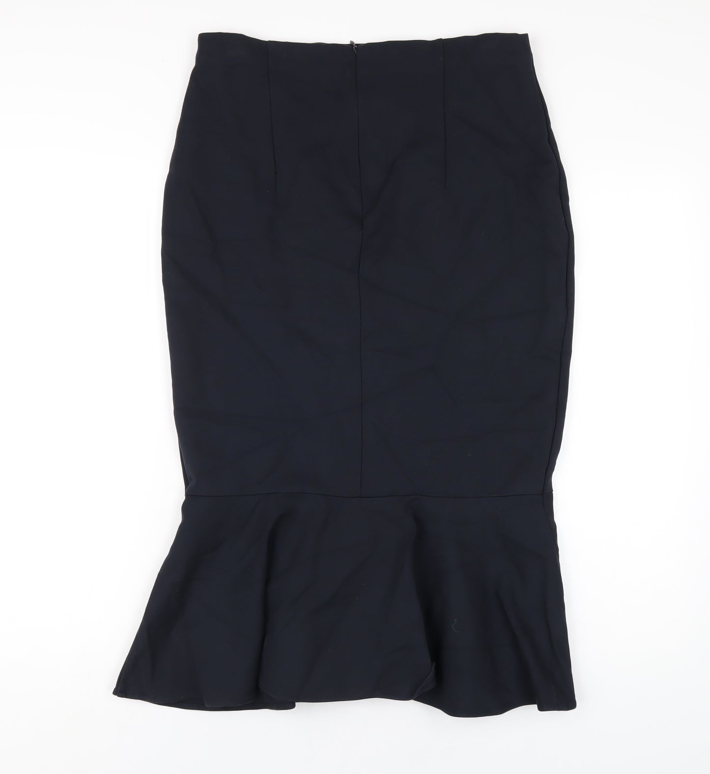 Marks and Spencer Womens Blue Viscose Trumpet Skirt Size 12 Zip