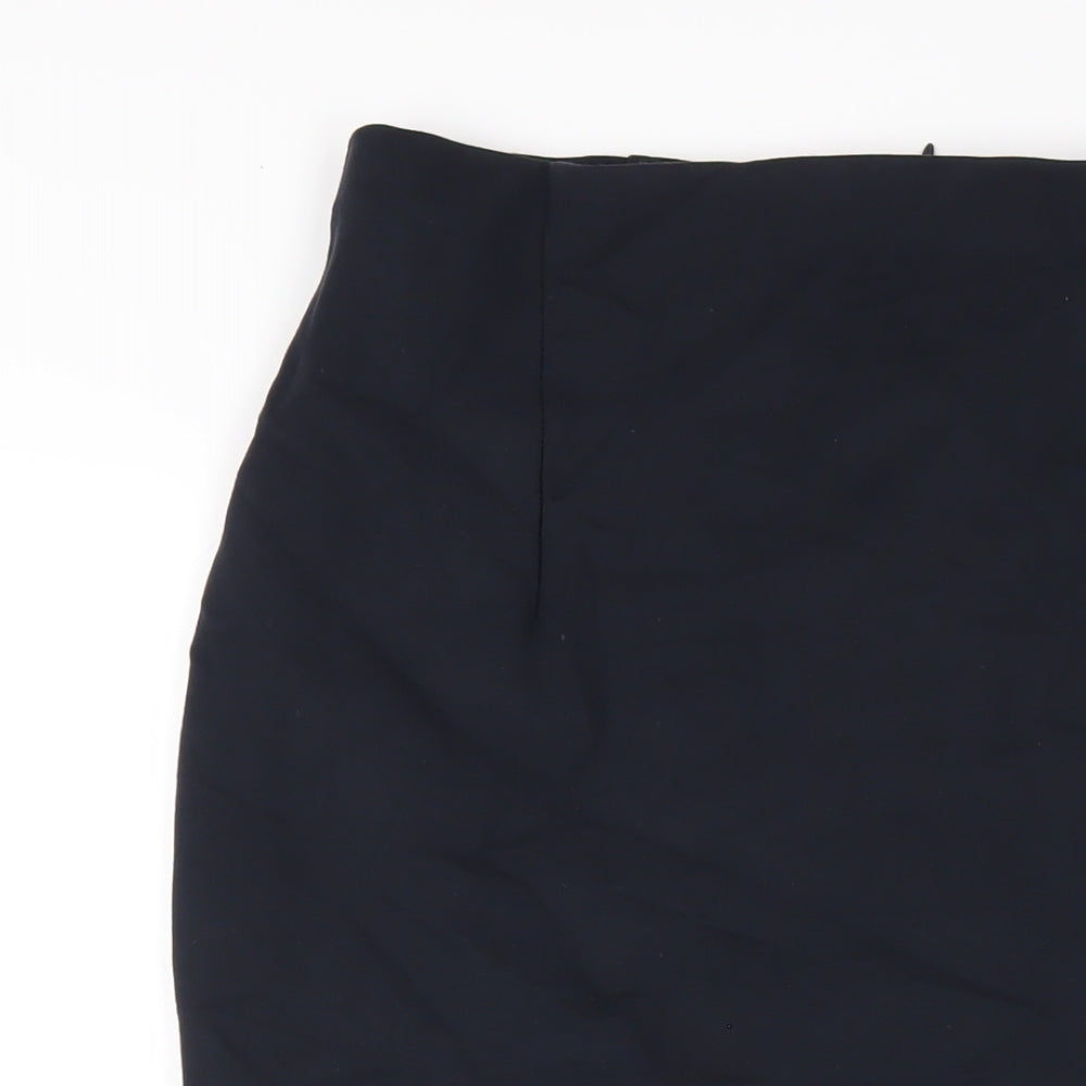 Marks and Spencer Womens Blue Viscose Trumpet Skirt Size 12 Zip