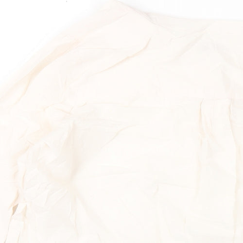 Classic Womens Beige Cotton Basic T-Shirt Size 12 V-Neck