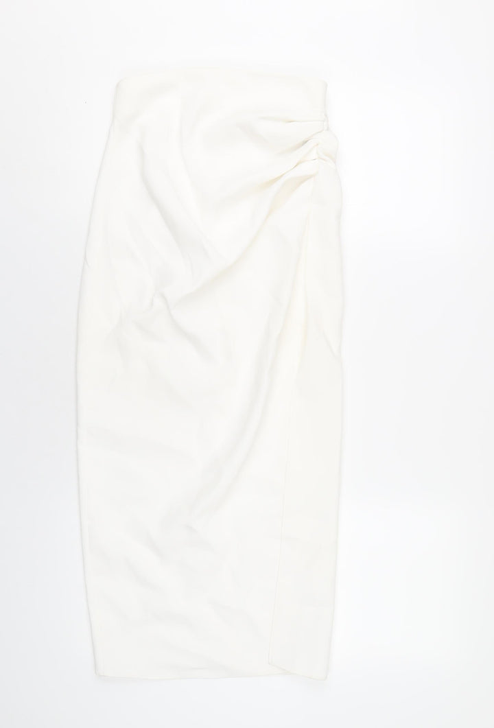 Zara Womens White Polyester A-Line Skirt Size XS Zip