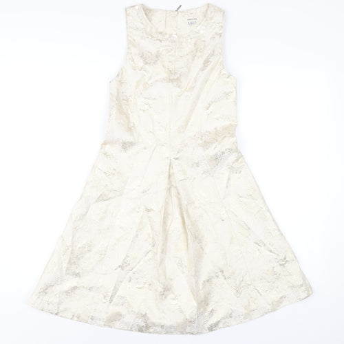 River Island Girls Gold Polyester A-Line Size 12 Years Round Neck Zip