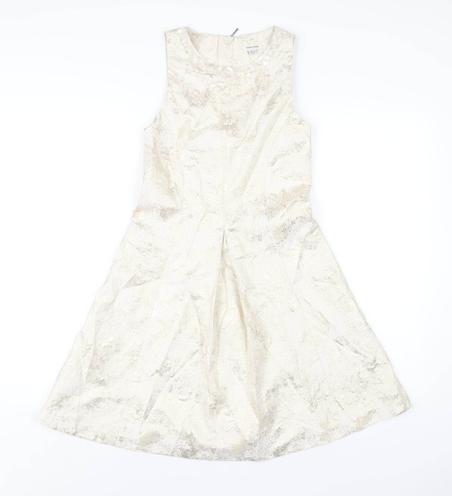 River Island Girls Gold Polyester A-Line Size 12 Years Round Neck Zip