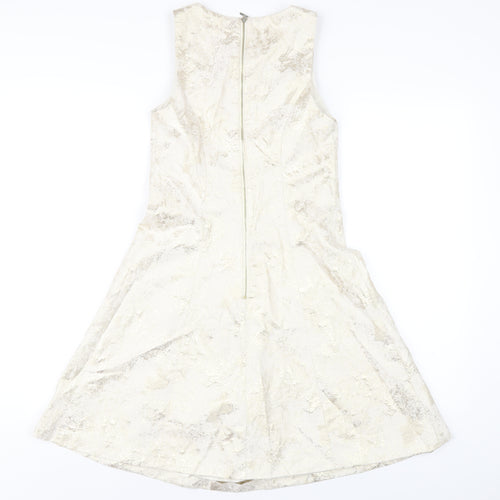 River Island Girls Gold Polyester A-Line Size 12 Years Round Neck Zip