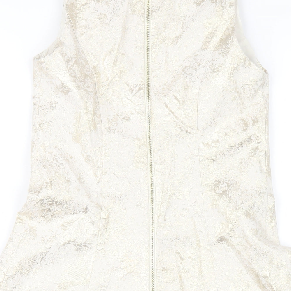 River Island Girls Gold Polyester A-Line Size 12 Years Round Neck Zip