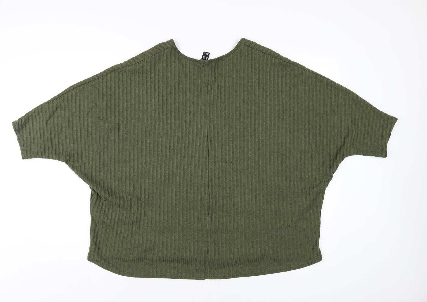 New Look Womens Green Polyester Basic T-Shirt Size M V-Neck