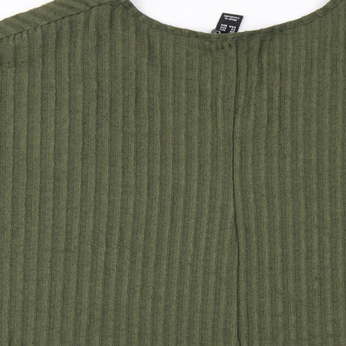 New Look Womens Green Polyester Basic T-Shirt Size M V-Neck