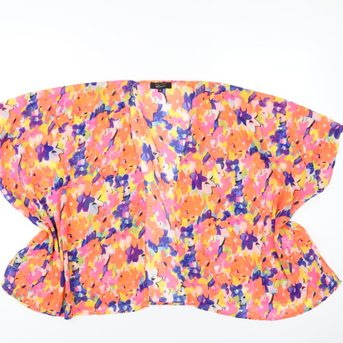 New Look Girls Multicoloured Geometric Polyester Kimono Casual Size M V-Neck