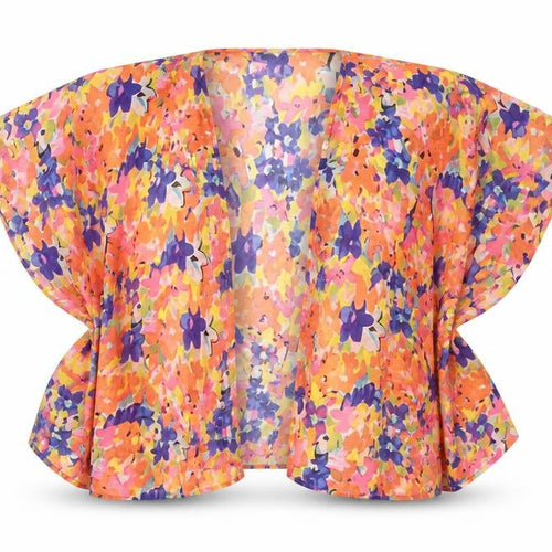 New Look Girls Multicoloured Geometric Polyester Kimono Casual Size M V-Neck