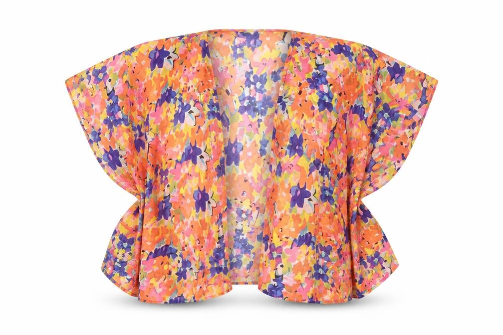 New Look Girls Multicoloured Geometric Polyester Kimono Casual Size M V-Neck