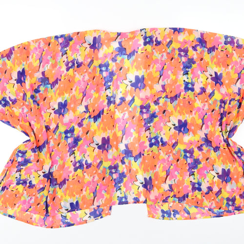 New Look Girls Multicoloured Geometric Polyester Kimono Casual Size M V-Neck