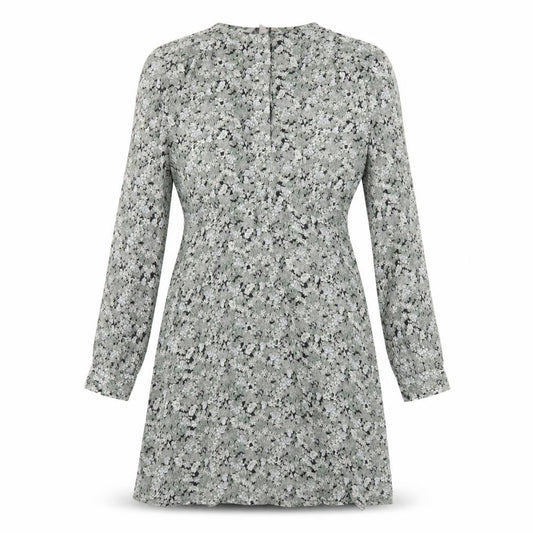 Front view of H&M women’s green floral polyester a-line, size S, round neck button