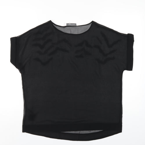 Mint Velvet Womens Black Polyester Basic T-Shirt Size 12 Round Neck