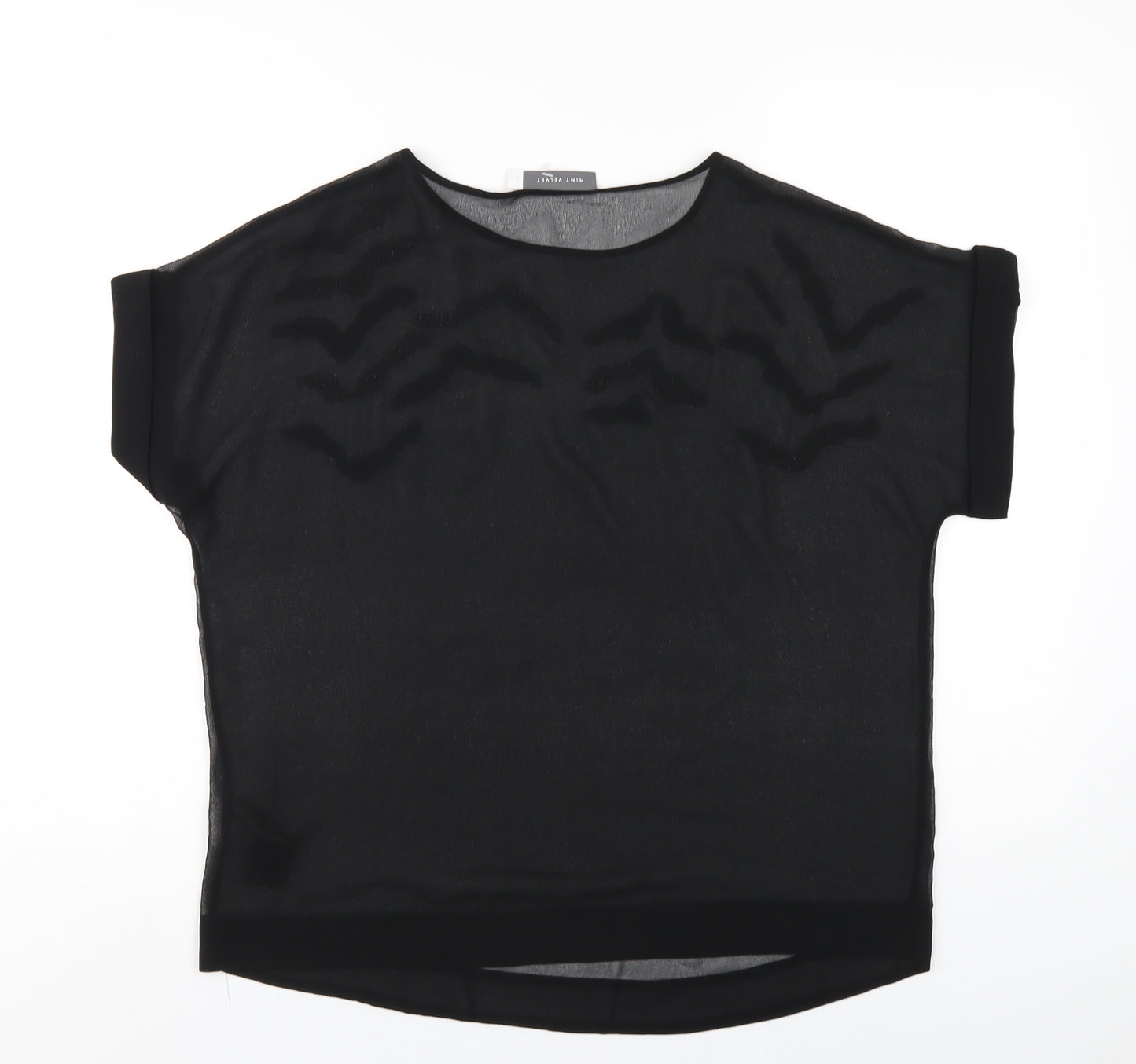 Mint Velvet Womens Black Polyester Basic T-Shirt Size 12 Round Neck