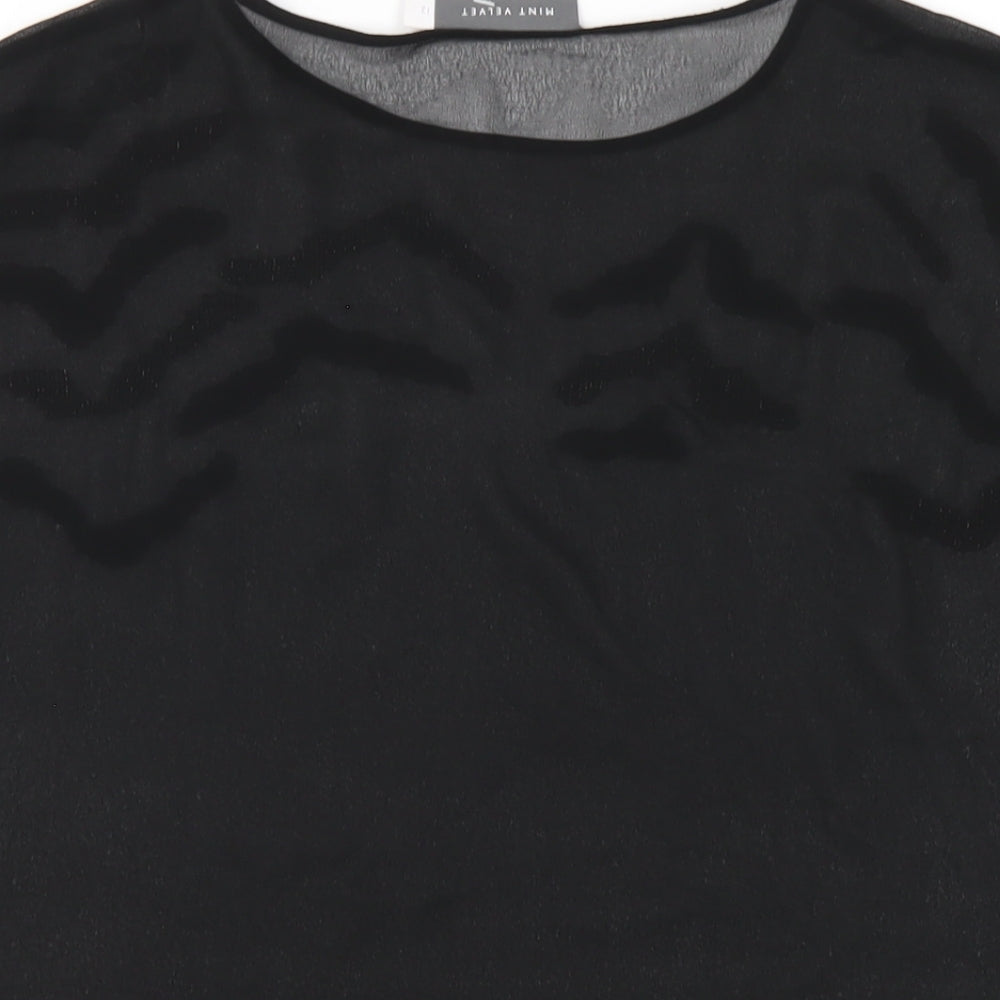 Mint Velvet Womens Black Polyester Basic T-Shirt Size 12 Round Neck