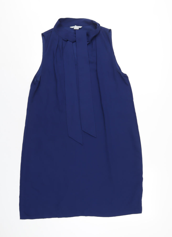 H&M Womens Blue Polyester A-Line Size 14 V-Neck Pullover