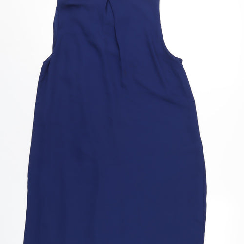 H&M Womens Blue Polyester A-Line Size 14 V-Neck Pullover