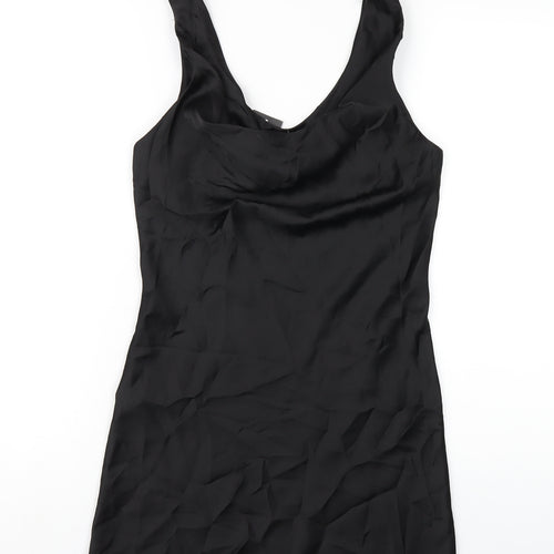 Boohoo Womens Black Polyester Mini Size 4 Cowl Neck Pullover