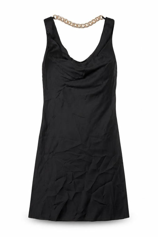 Front view of Boohoo women’s black polyester mini, size UK 4, cowl neck pullover
