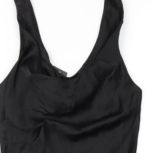 Boohoo Womens Black Polyester Mini Size 4 Cowl Neck Pullover