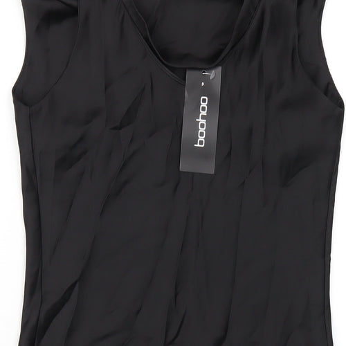 Boohoo Womens Black Polyester Mini Size 4 Cowl Neck Pullover