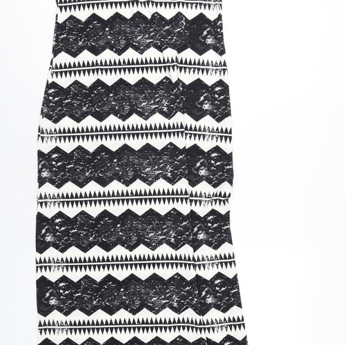 Topshop Womens Black Geometric Polyester Tank Dress Size 12 Scoop Neck Pullover
