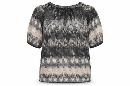 Front view of Vero Moda women’s multicoloured geometric polyester basic t-shirt, size L, round neck