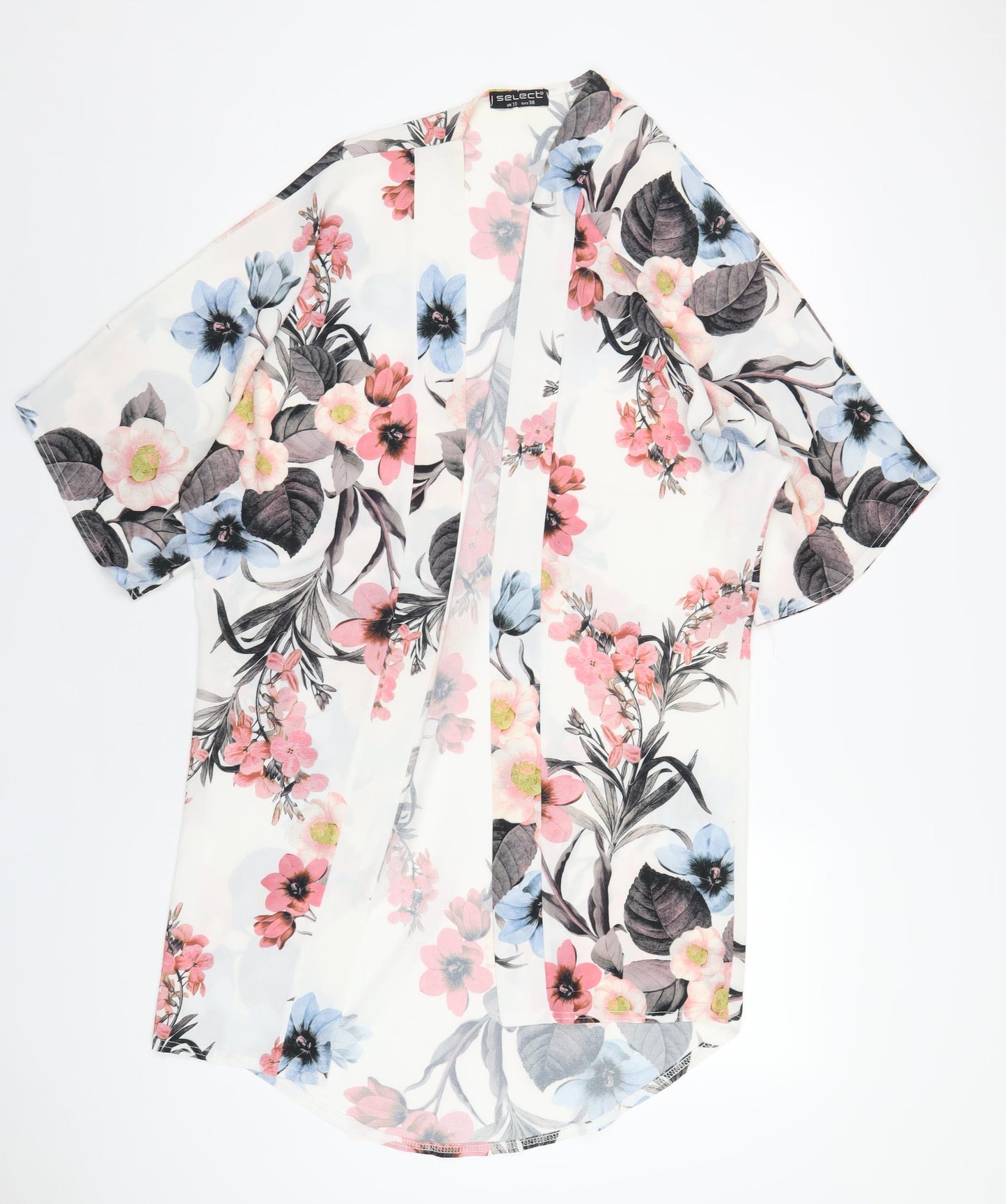 Select Womens Multicoloured Floral Polyester Kimono Blouse Size 10 V-Neck