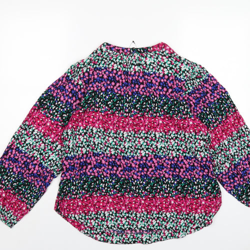 Marks and Spencer Womens Multicoloured Floral Viscose Basic Button-Up Size 8 V-Neck