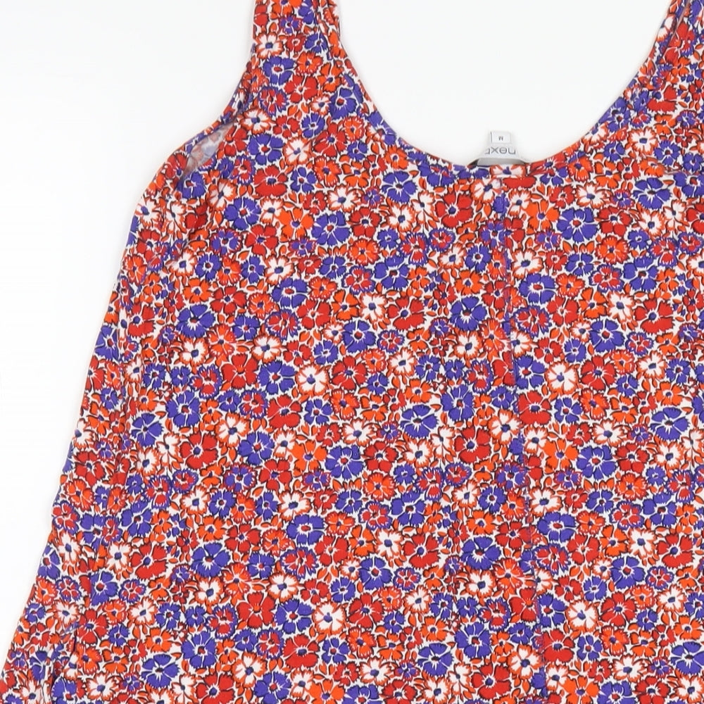 NEXT Womens Red Floral Viscose T-Shirt Dress Size M Scoop Neck Pullover