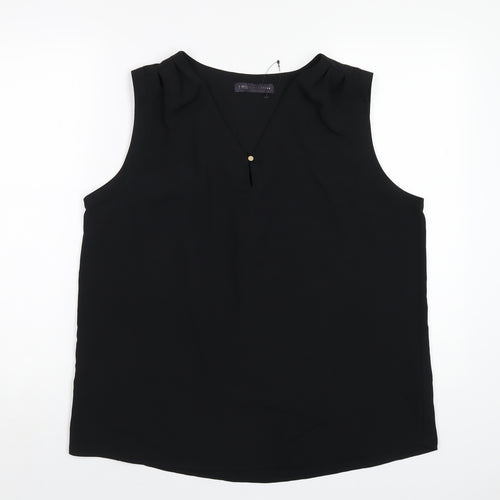 Marks and Spencer Womens Black Polyester Basic Tank Size 14 V-Neck