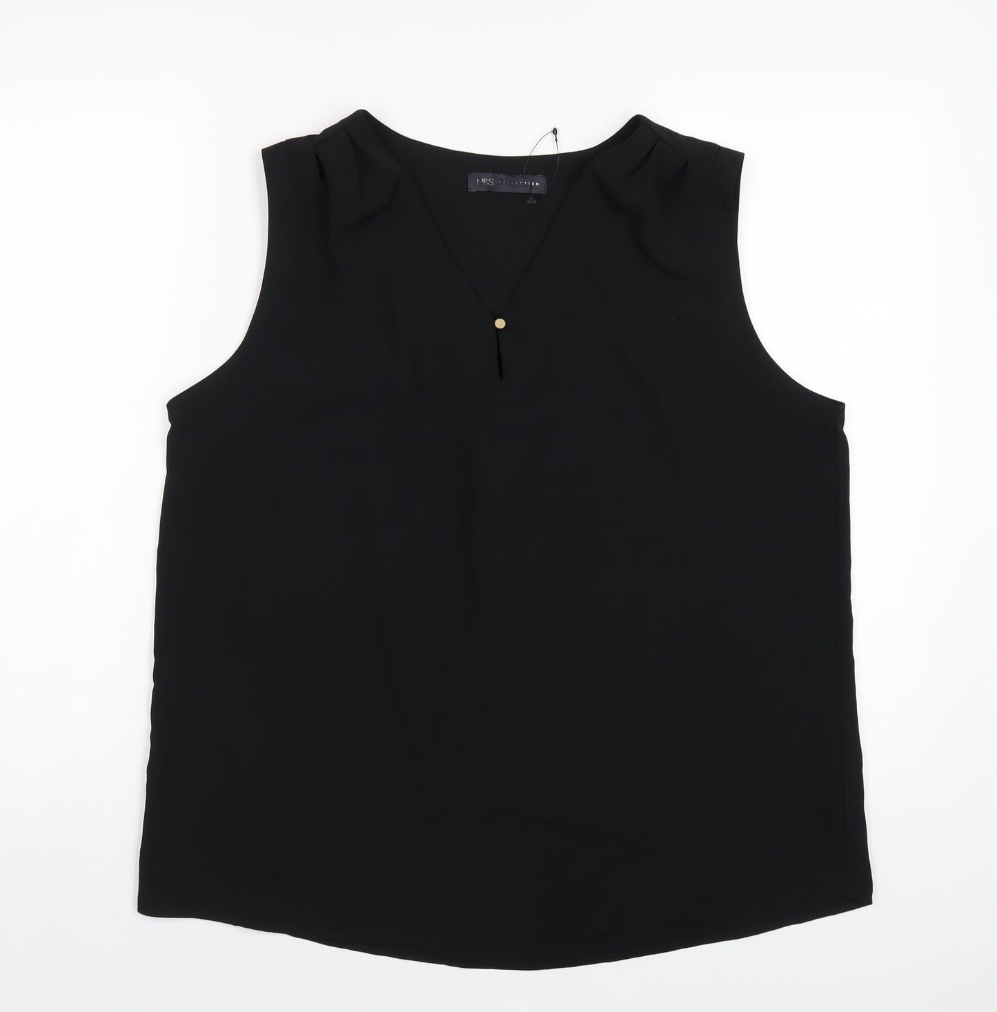 Marks and Spencer Womens Black Polyester Basic Tank Size 14 V-Neck