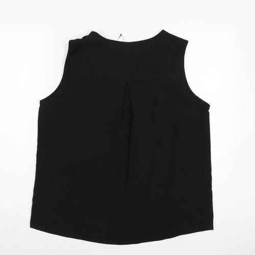 Marks and Spencer Womens Black Polyester Basic Tank Size 14 V-Neck