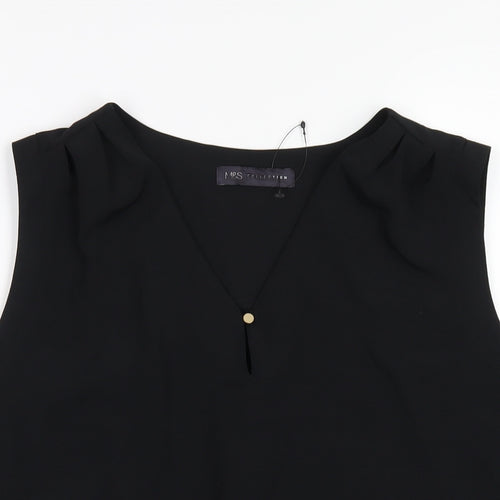 Marks and Spencer Womens Black Polyester Basic Tank Size 14 V-Neck
