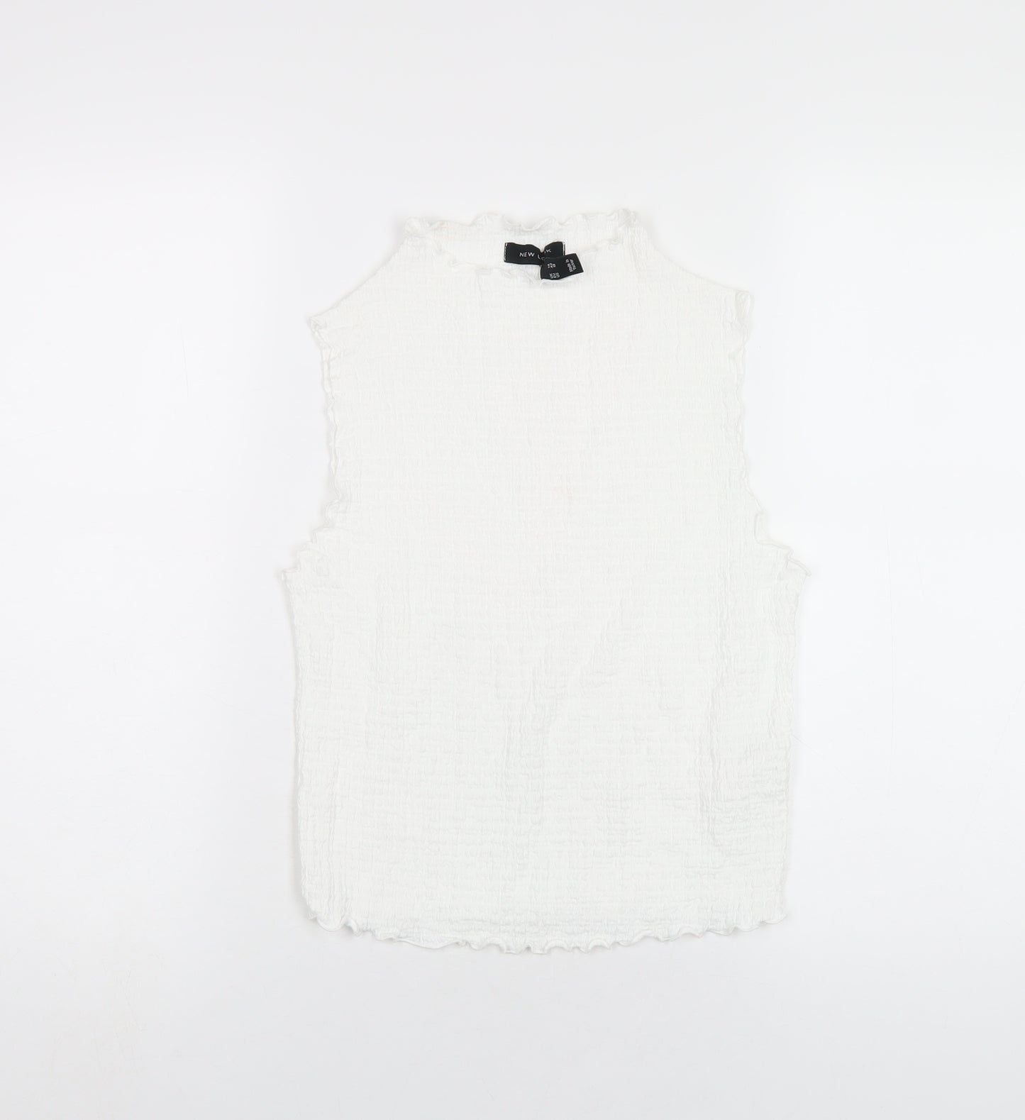 New Look Womens White Polyester Basic T-Shirt Size 14 Round Neck