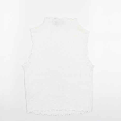 New Look Womens White Polyester Basic T-Shirt Size 14 Round Neck