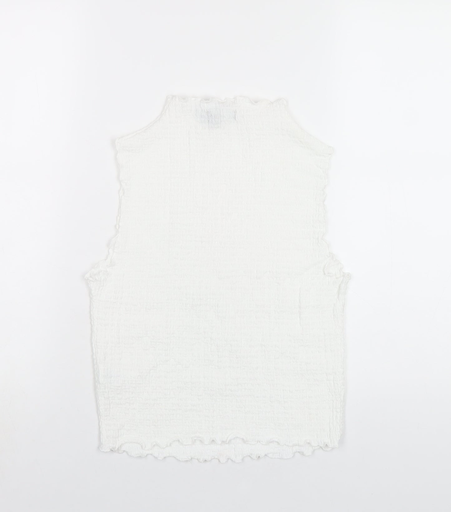 New Look Womens White Polyester Basic T-Shirt Size 14 Round Neck
