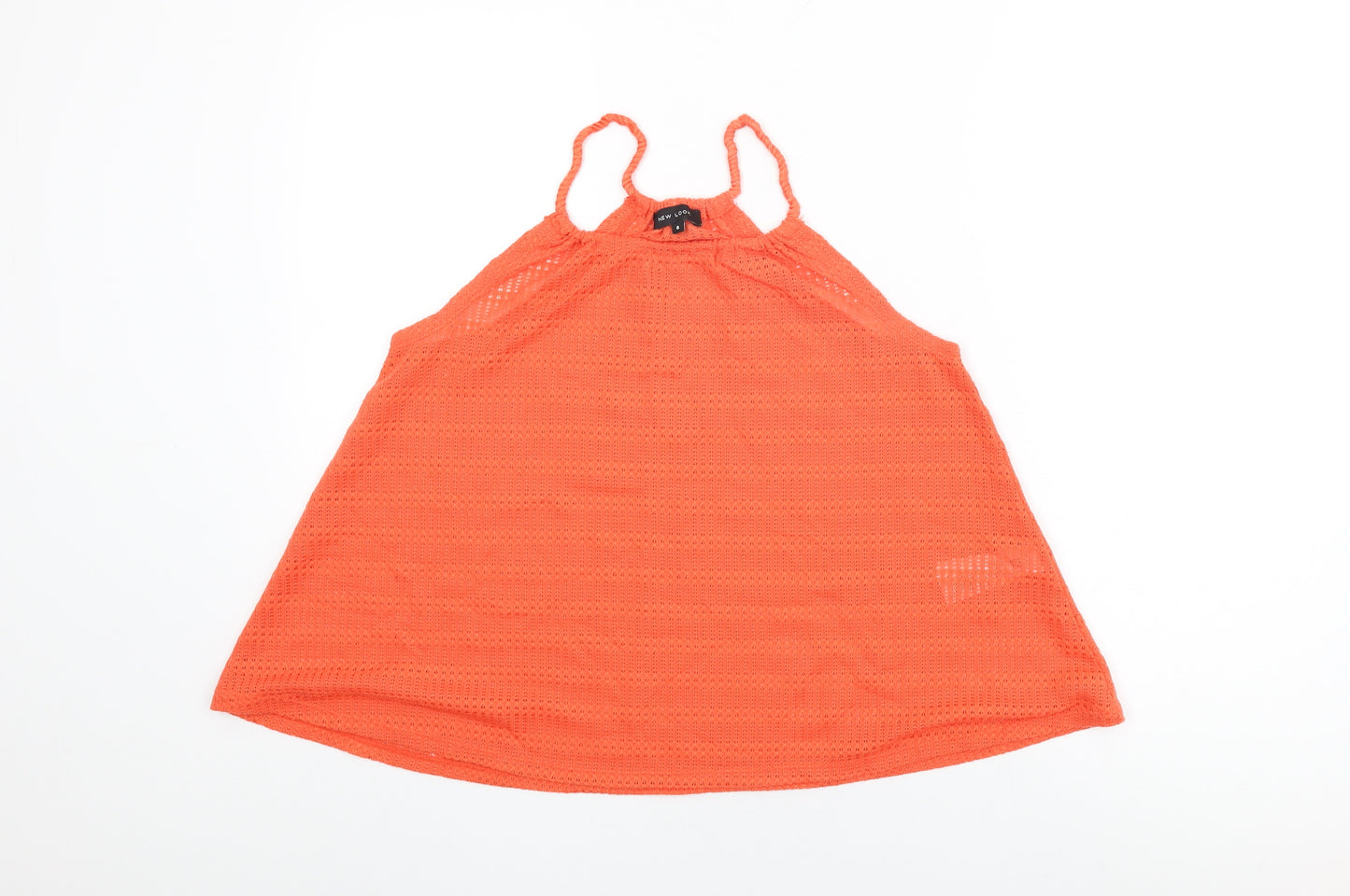New Look Womens Orange Polyester Basic T-Shirt Size 8 Round Neck