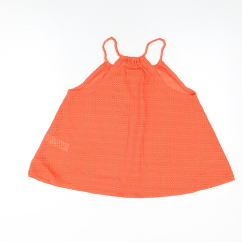 New Look Womens Orange Polyester Basic T-Shirt Size 8 Round Neck