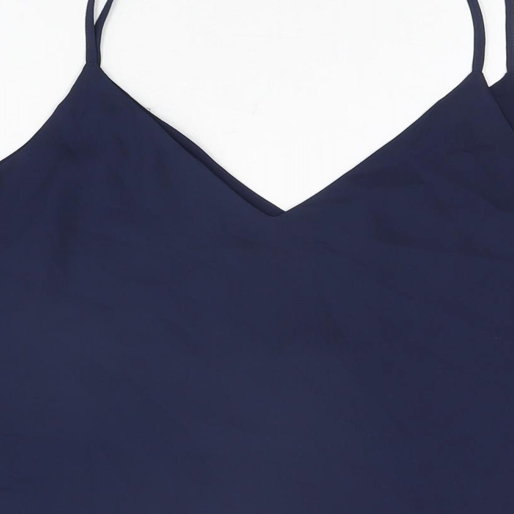 Oasis Womens Blue Polyester Camisole T-Shirt Size 14 V-Neck