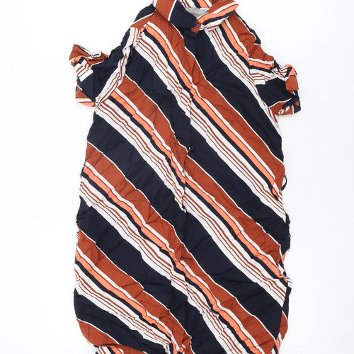 Dorothy Perkins Womens Multicoloured Striped Viscose Shirt Dress Size 8 Collared Button