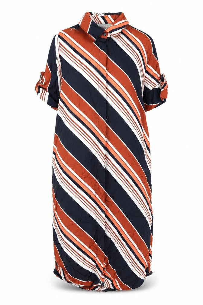 Dorothy Perkins Womens Multicoloured Striped Viscose Shirt Dress Size 8 Collared Button