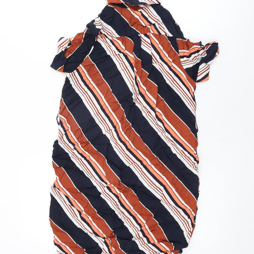 Dorothy Perkins Womens Multicoloured Striped Viscose Shirt Dress Size 8 Collared Button