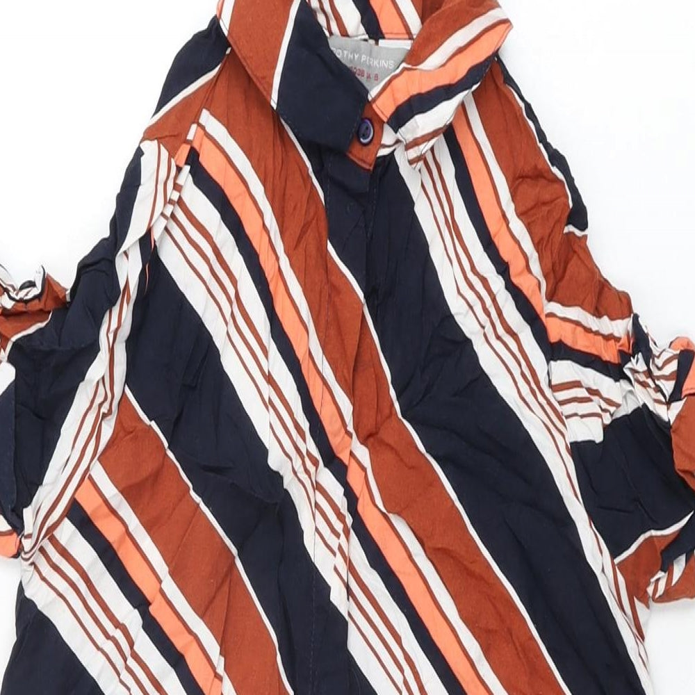 Dorothy Perkins Womens Multicoloured Striped Viscose Shirt Dress Size 8 Collared Button
