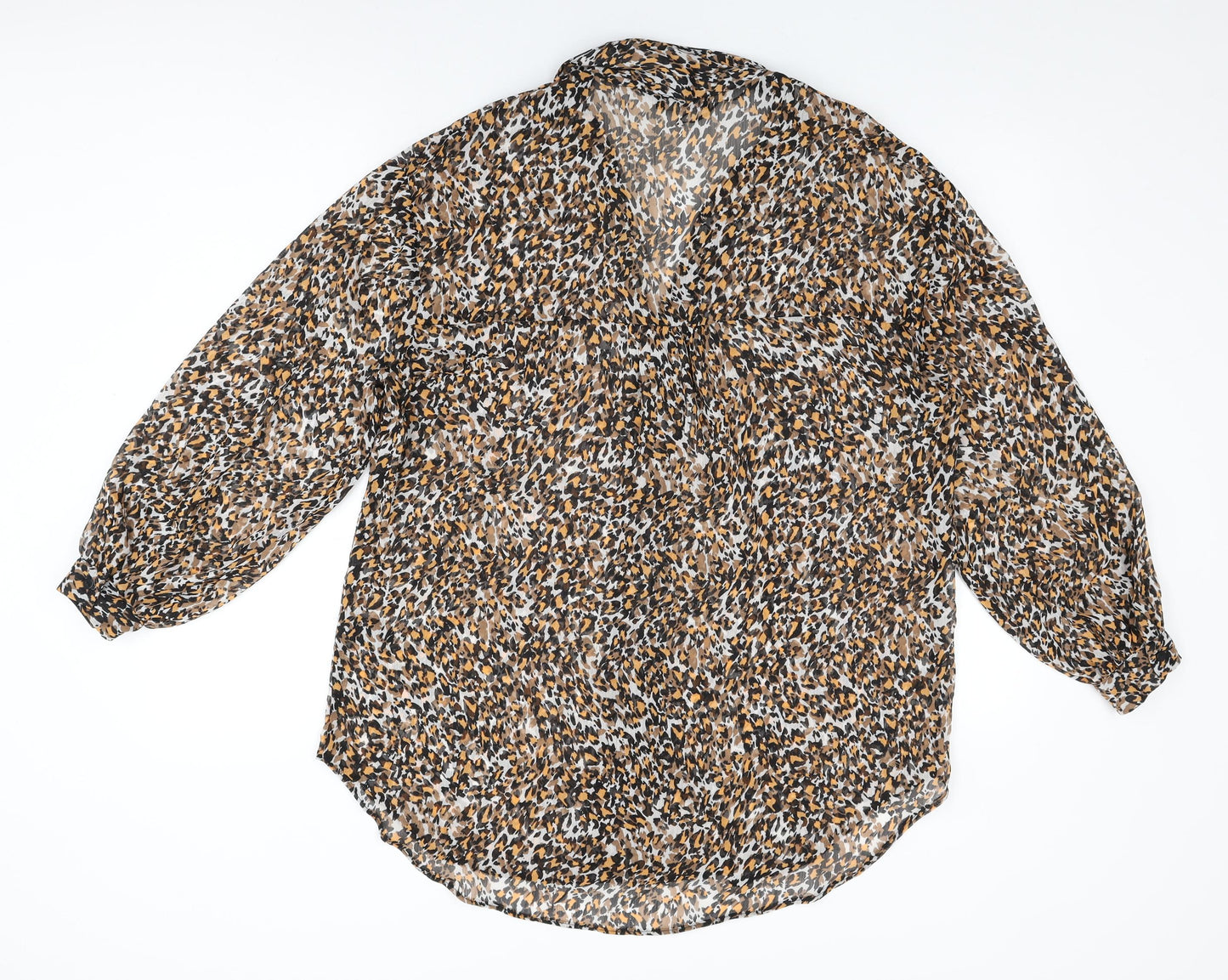 Et Vous Womens Multicoloured Animal Print Polyester Basic Button-Up Size 12 Collared