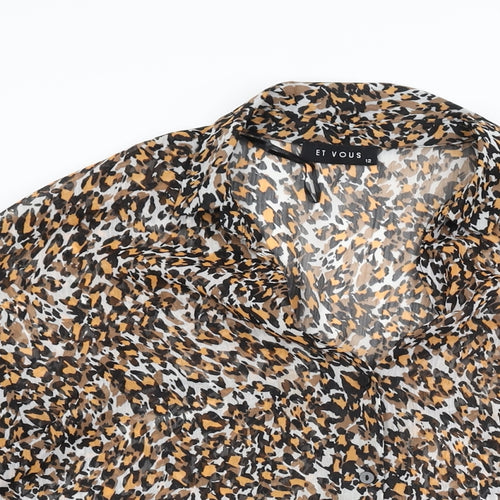 Et Vous Womens Multicoloured Animal Print Polyester Basic Button-Up Size 12 Collared