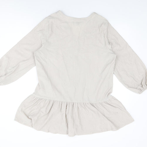 Bonmarché Womens Beige Polyester Basic Button-Up Size 12 V-Neck