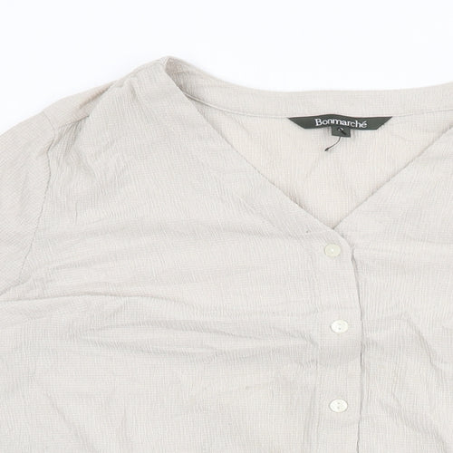 Bonmarché Womens Beige Polyester Basic Button-Up Size 12 V-Neck