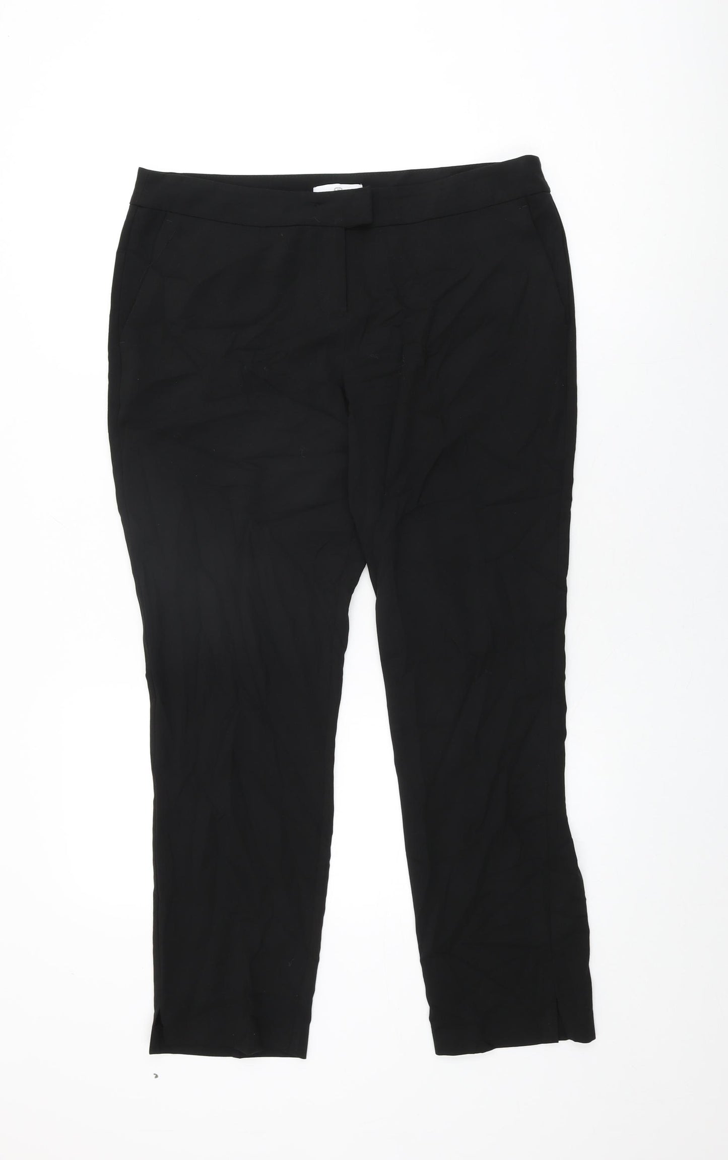 La Redoute Womens Black Polyester Trousers Size 14 L27.5 in Regular Zip