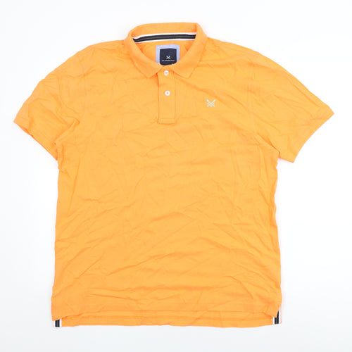 Crew Clothing Company Mens Orange Cotton Polo Size L Collared Button