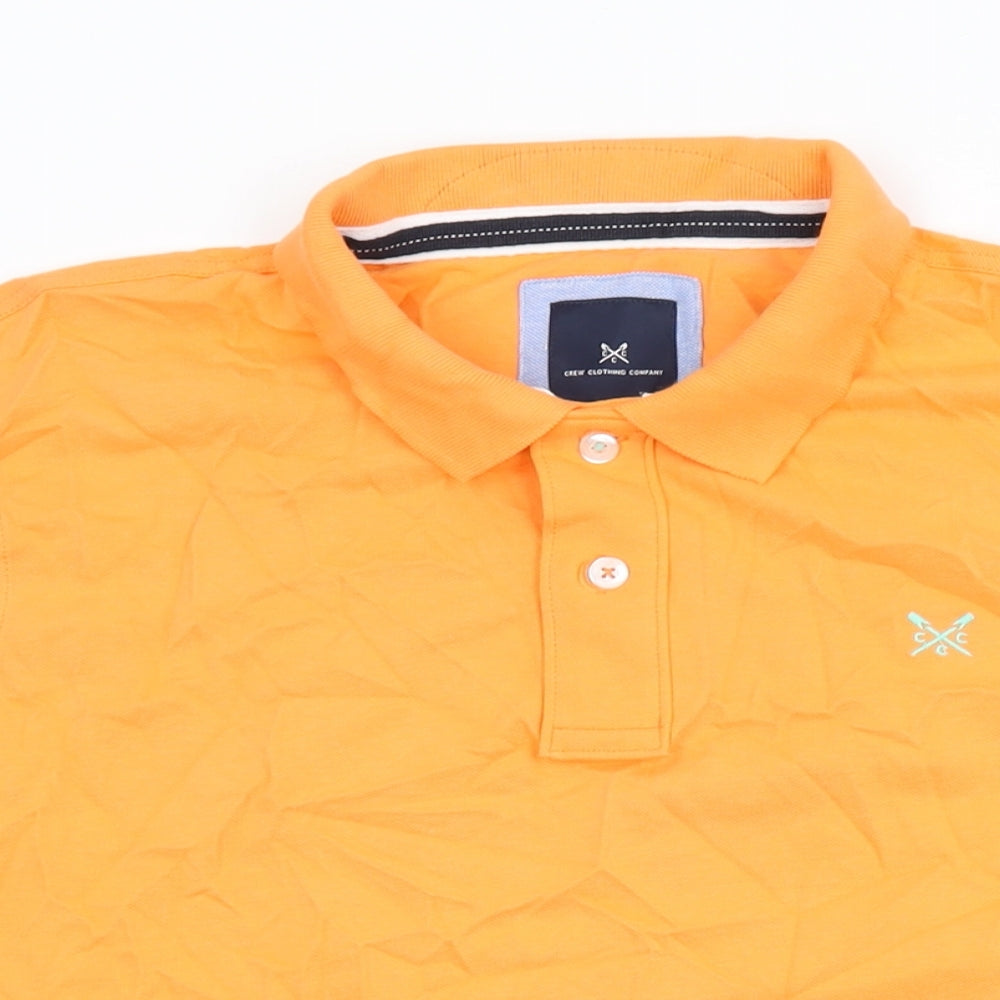 Crew Clothing Company Mens Orange Cotton Polo Size L Collared Button